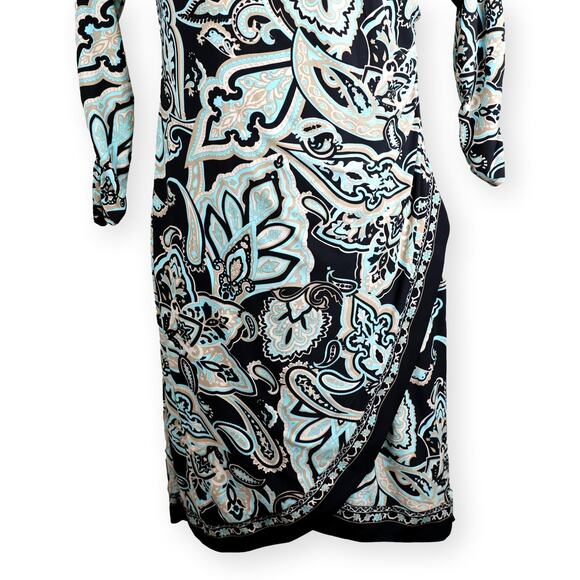 INC International Concepts Side Ruched Paisley Print Jersey Knit Dress Petite L - Picture 3 of 9